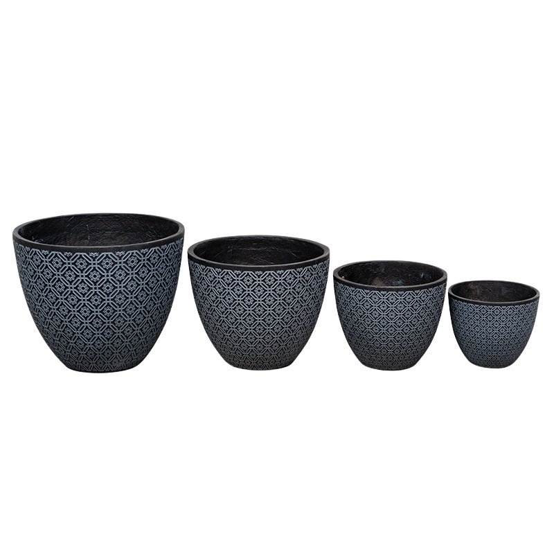 Santos Classic kompozit kaspó szett szürke-fekete 24x19,5-43x36cm S/4