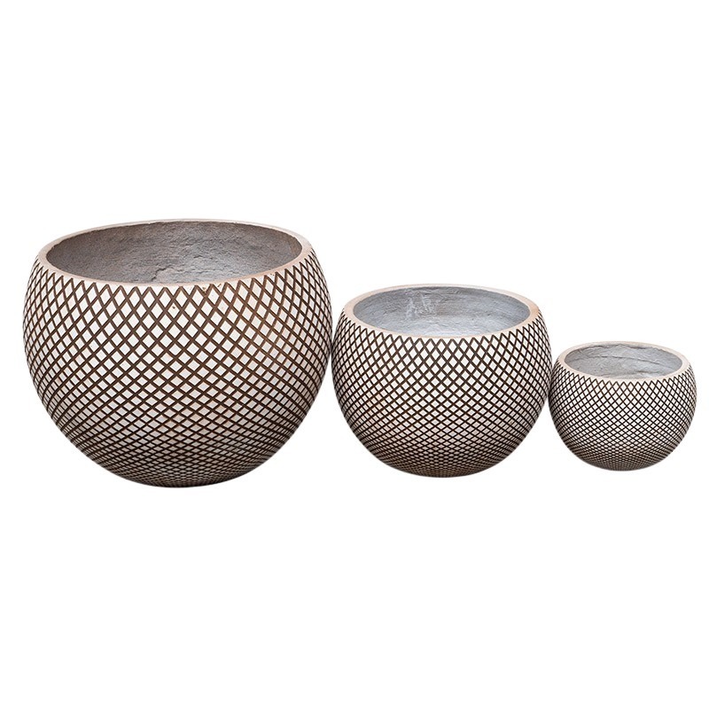 Madison Globe kompozit gömbkaspó szett bézs-barna 24x17,5-50x36cm S3