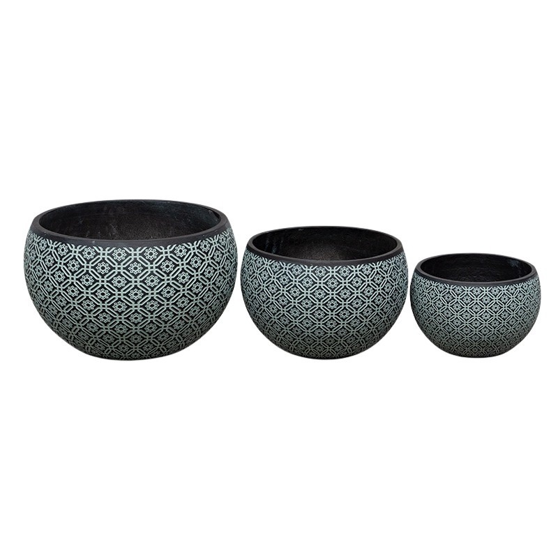 Santos Globe kompozit gömbkaspó szett zöld-fekete 31x20-50x31cm S3