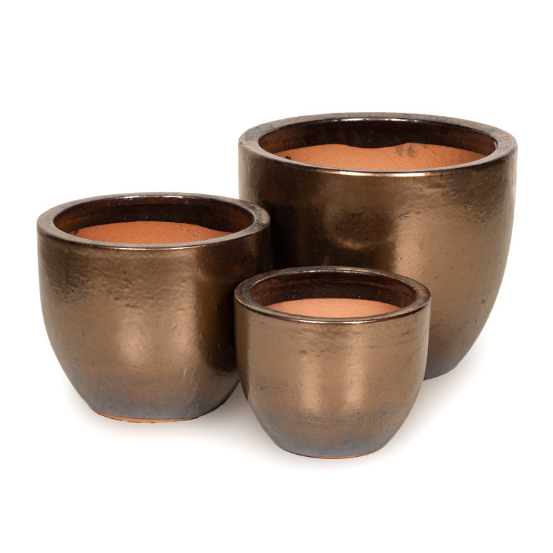 Sydney Classic kerámia növénytartó szett bronz 22x21-38x32cm S3