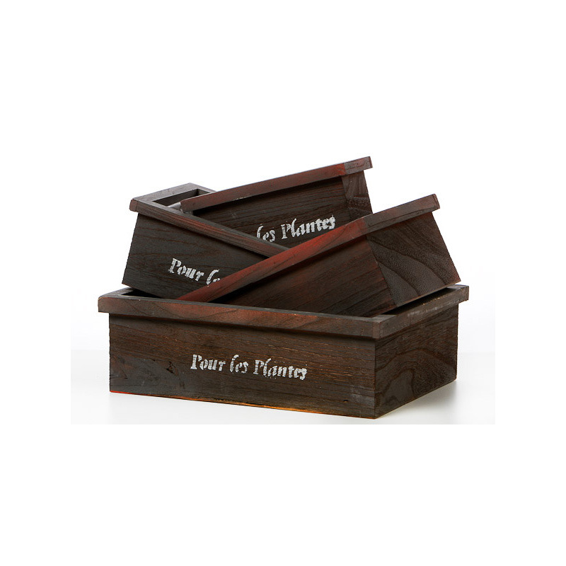 sz&ouml;gletes fa l&aacute;da szett felirattal antikolt barna S/4 36x28x11,5cm