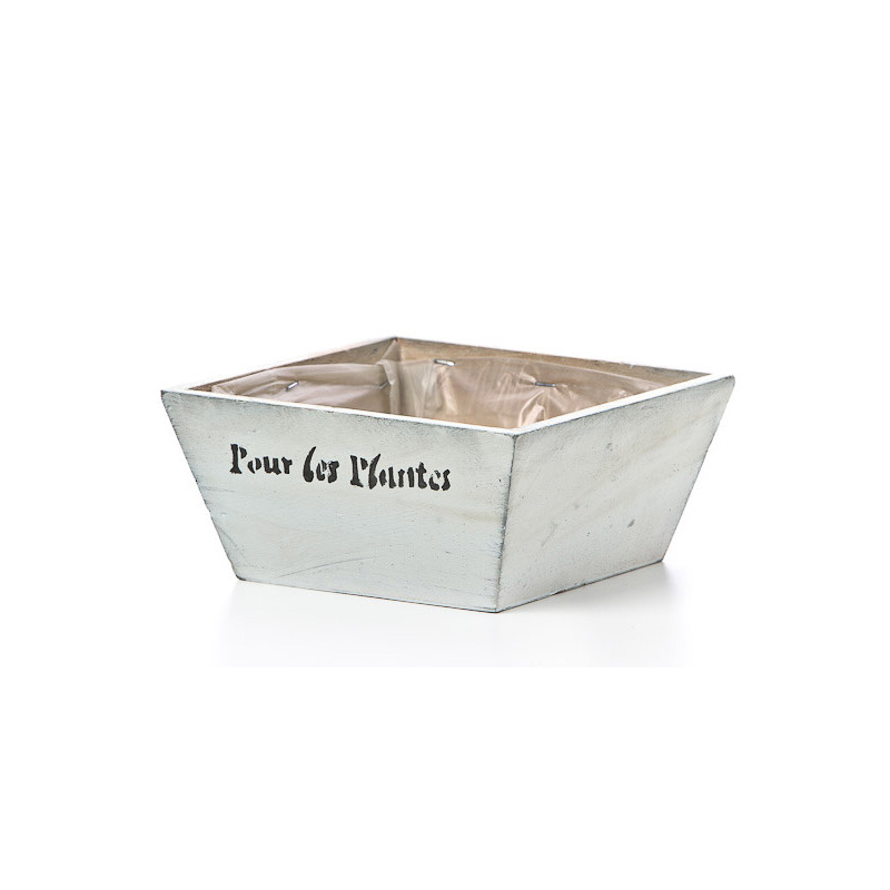 szögletes fa láda felirattal antikolt fehér 19x19x9cm