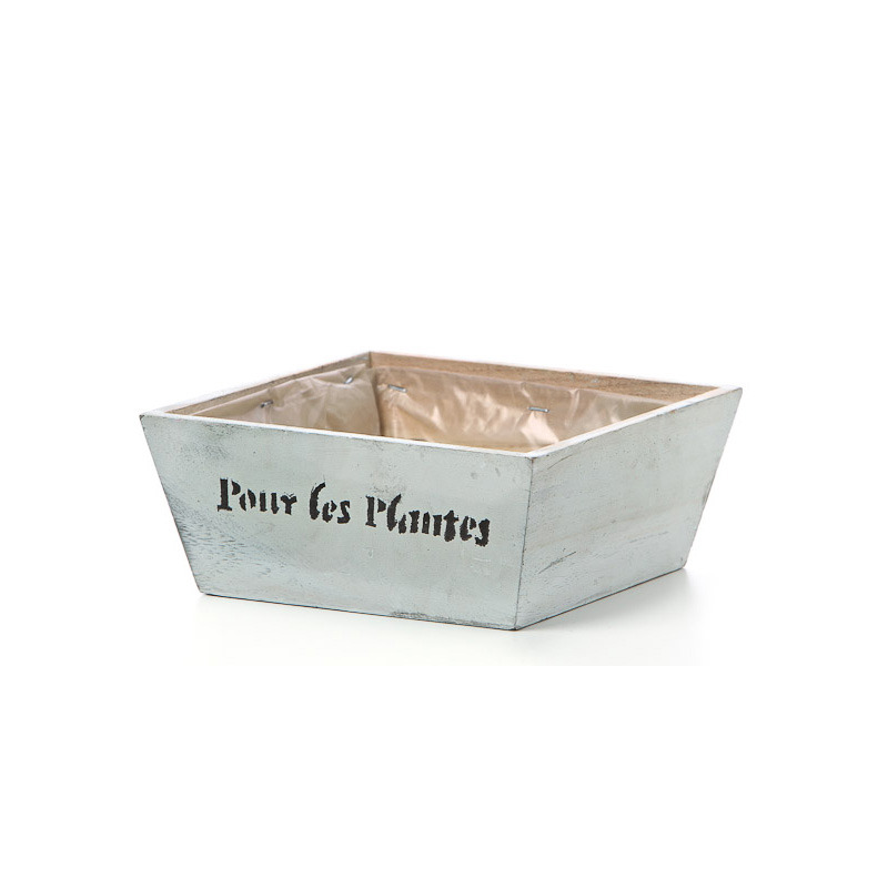 szögletes fa láda felirattal antikolt fehér 21,5x21,5x9cm