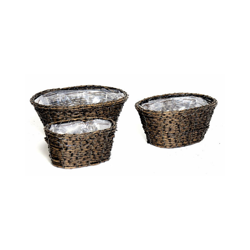 ov&aacute;lis szőlővessző kos&aacute;r szett 32x23x13 cm 3db/szett