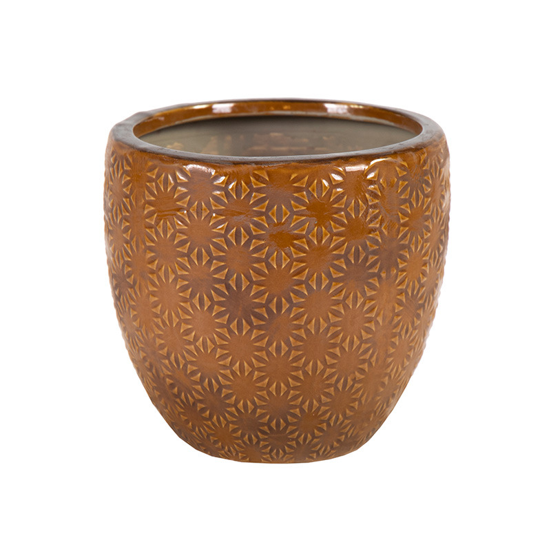 Sophia Classic kerámia kaspó mézbarna 12,5x11cm