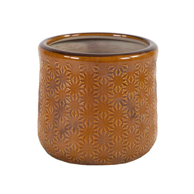 Sophia Cauldron kerámia kaspó mézbarna 8x7,5cm