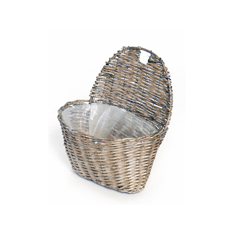 ovális hasított vessző fali láda antikolt szürke 26x16x16/30cm