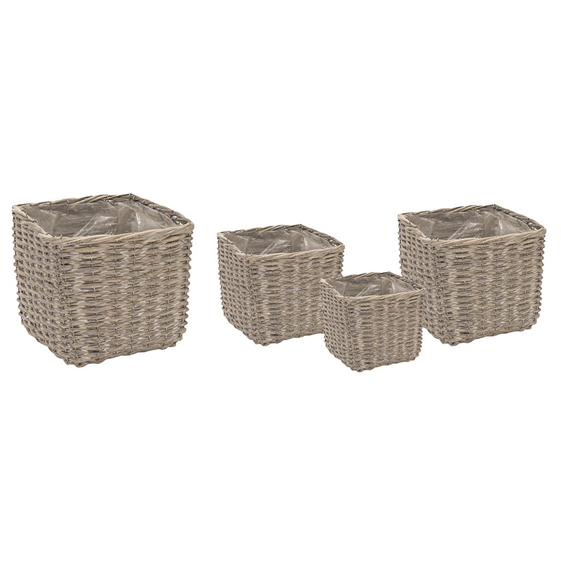 Senegal has&iacute;tott vessző kockakasp&oacute; sz&uuml;rke szett 14x14x19-27x27x29cm S/4