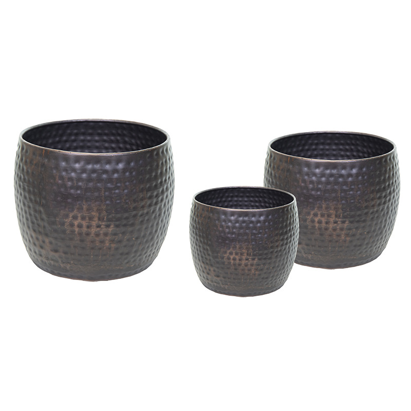 Nerja Classic fém kaspó szett barna 29x22-52x41cm S/3