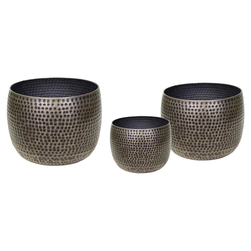 Nerja Caldron fém kaspó óezüst szett 33x26-53x38cm S3