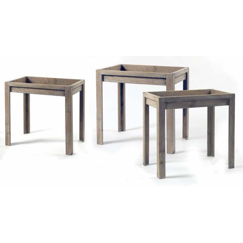 fa asztal szett antikolt barna S/3 40/50/60x26/32/38x39/49/61cm