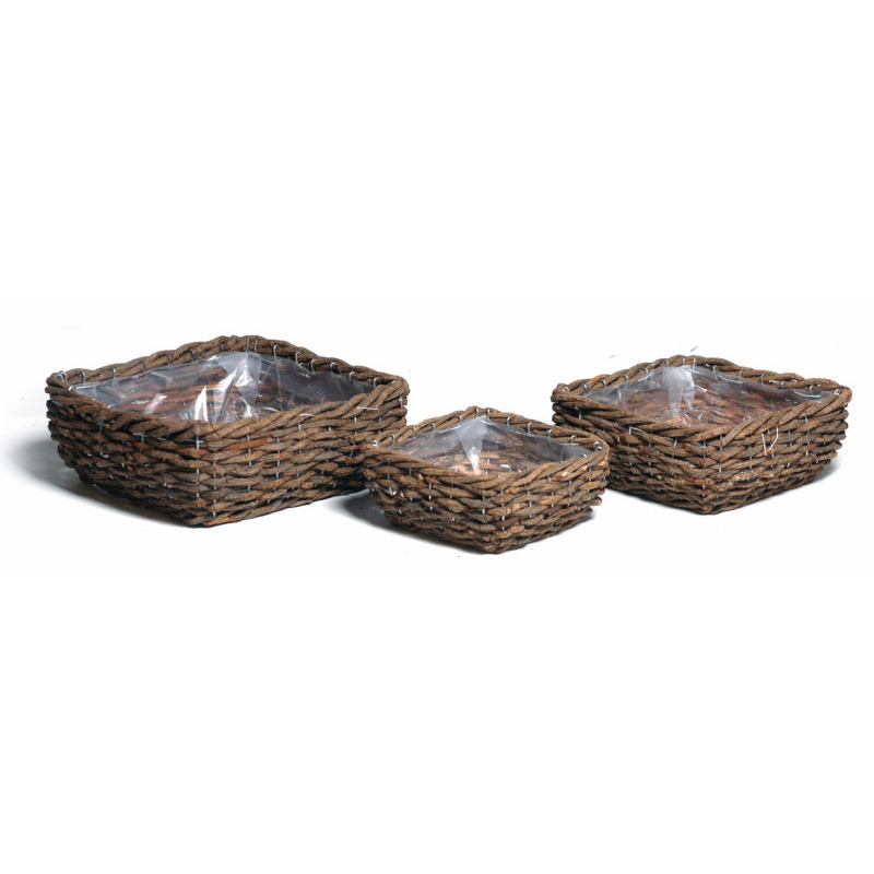 szögletes rattan tál szett natúr S/3 20/25/30x20/25/30x10/11/12cm