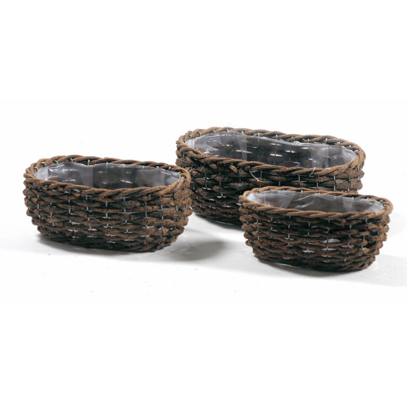 ov&aacute;lis rattan t&aacute;l szett nat&uacute;r 22/26/30x14/17/20x10/11/12cm