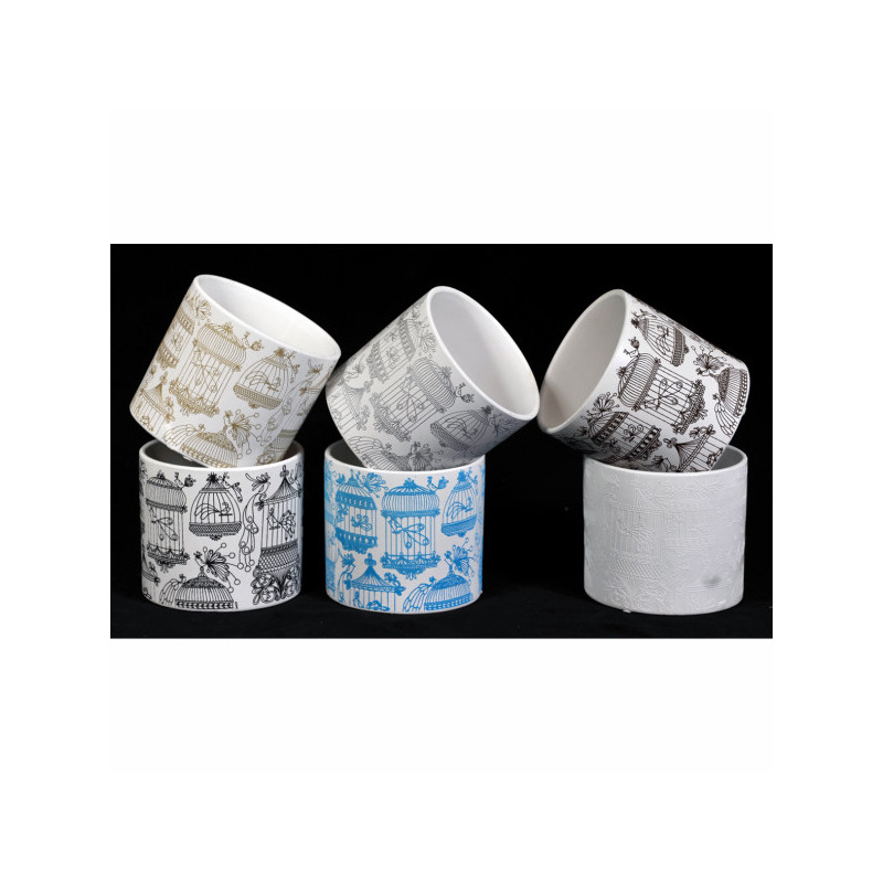 henger alak&uacute; mad&aacute;rkalitka mint ker&aacute;mia kasp&oacute; feh&eacute;r-fekete/arany/ bronz 13,5x12,5