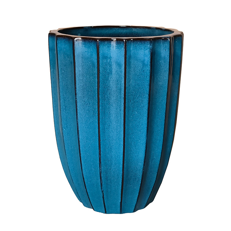Noble Rib Vase kerámia váza tengerkék 30x39cm