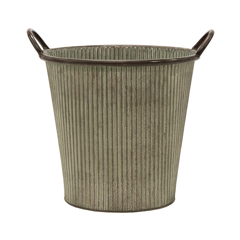 Folks Rib fém kaspó antik zöld 31x29cm