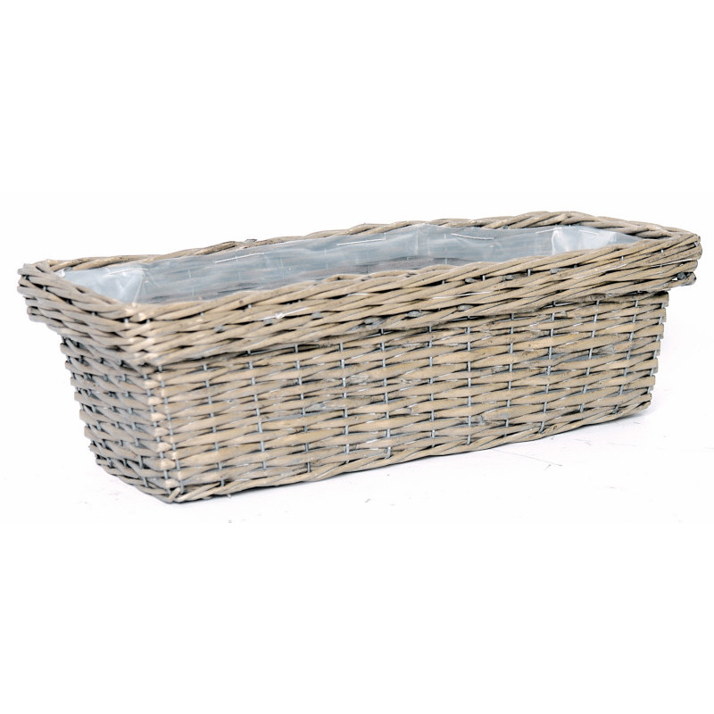 szögletes hasított vessző balkonláda antikolt szürke 55x20x15cm