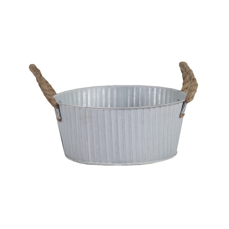 Brooks bádog tál kötél füllel antikolt fehér 18x18,5cm