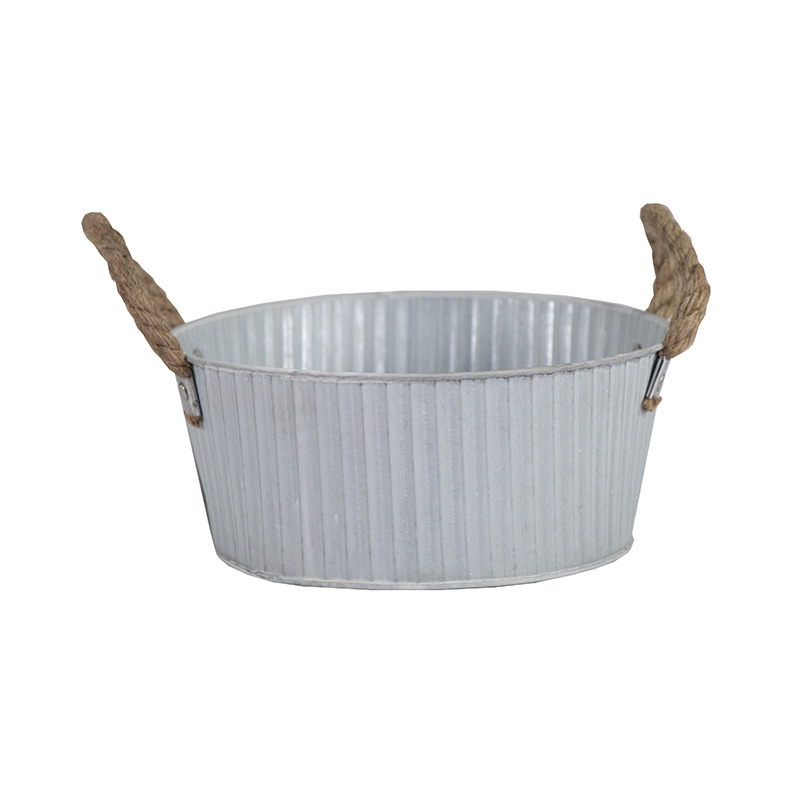 Brooks bádog tál kötél füllel antikolt fehér 22x10cm