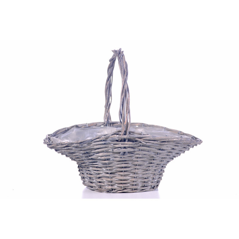 Alkin hasított vessző ovális füles kosár szürke 40x31x14/40cm