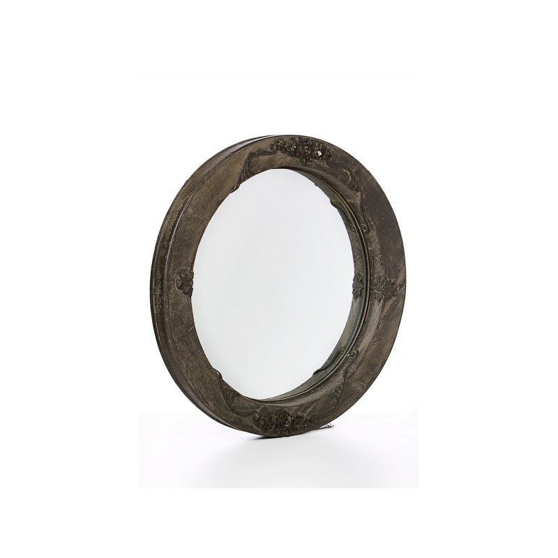 mintás keretű kerek tükör antikolt barna 67cm