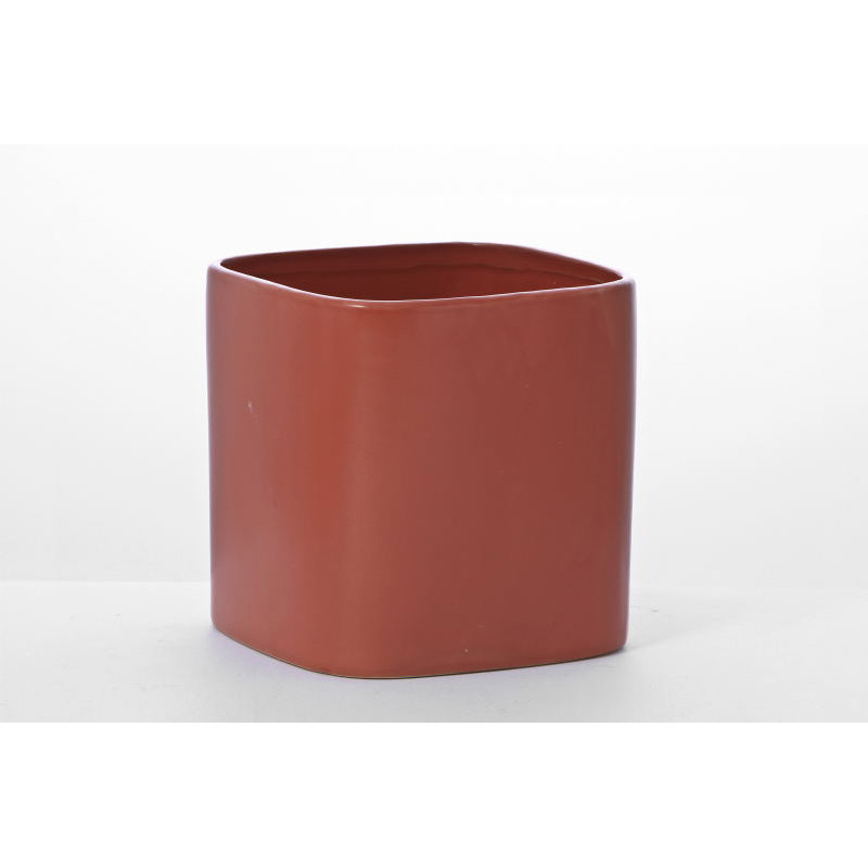 szögletes kerámia kaspó piros 18cm