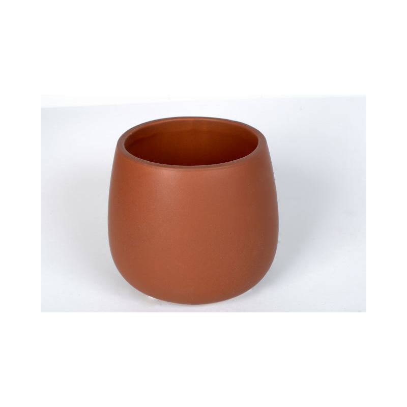 golyó alakú kerámia kaspó barna 12x12x10,5 cm