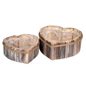 szív alakú faszelet tál szett barna 25x25x10cm S2