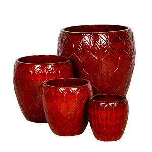 Forrest Monica kerámia növénytartó szett vörös 29x30-66x69cm S4