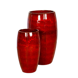 Alden Vase Giant kerámia növénytartó szett vörös 44x77-57x100cm S2
