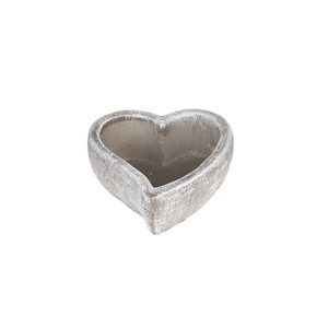 ny&uacute;jtott sz&iacute;v alak&uacute; cement t&aacute;l antikolt sz&uuml;rke 10,5x10x4cm