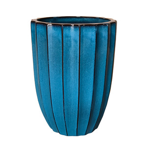 Noble Rib Vase kerámia váza tengerkék 30x39cm